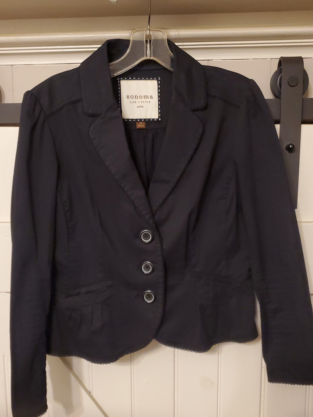 Sonoma Petite Black Cropped Notch Collar Blazer